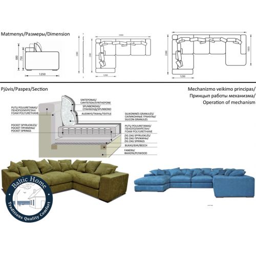 Corner sofa BRAVO MAX universal (left/right) with audio equipment