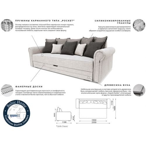 CLASSIC sofa bed 3-seater