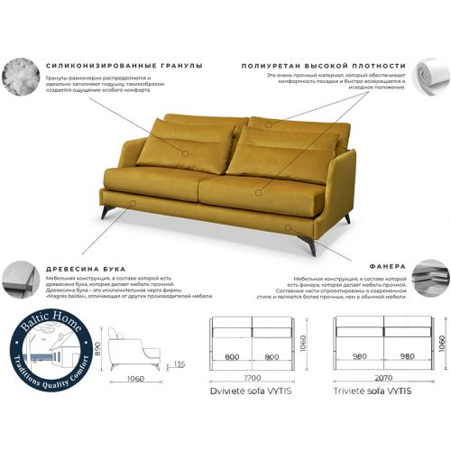 VYTIS sofa 2-seater without mechanism
